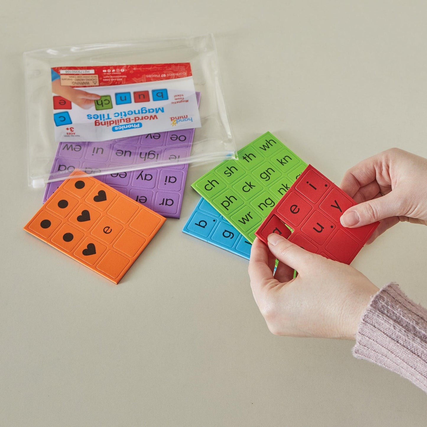 Phonics Word-Building Magnetic Tiles - Loomini