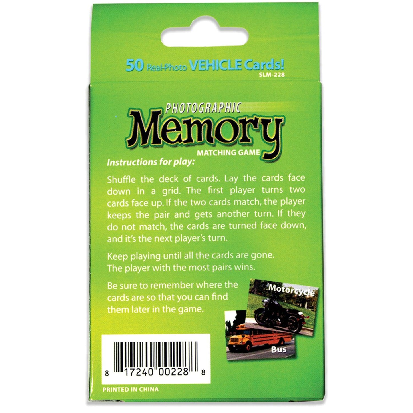 Photographic Memory Matching Game, Vehicles, Pack of 3 - Loomini