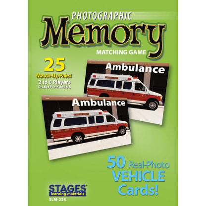Photographic Memory Matching Game, Vehicles, Pack of 3 - Loomini