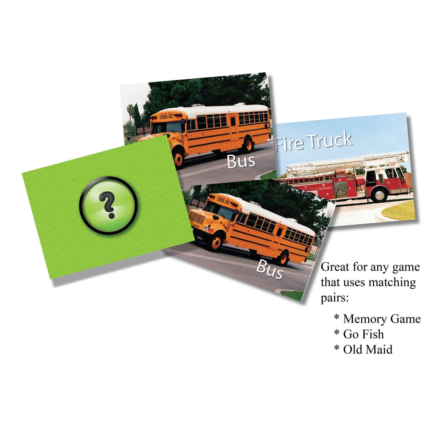 Photographic Memory Matching Game, Vehicles, Pack of 3 - Loomini