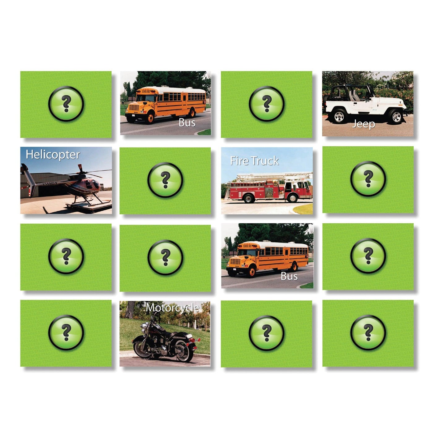 Photographic Memory Matching Game, Vehicles, Pack of 3 - Loomini