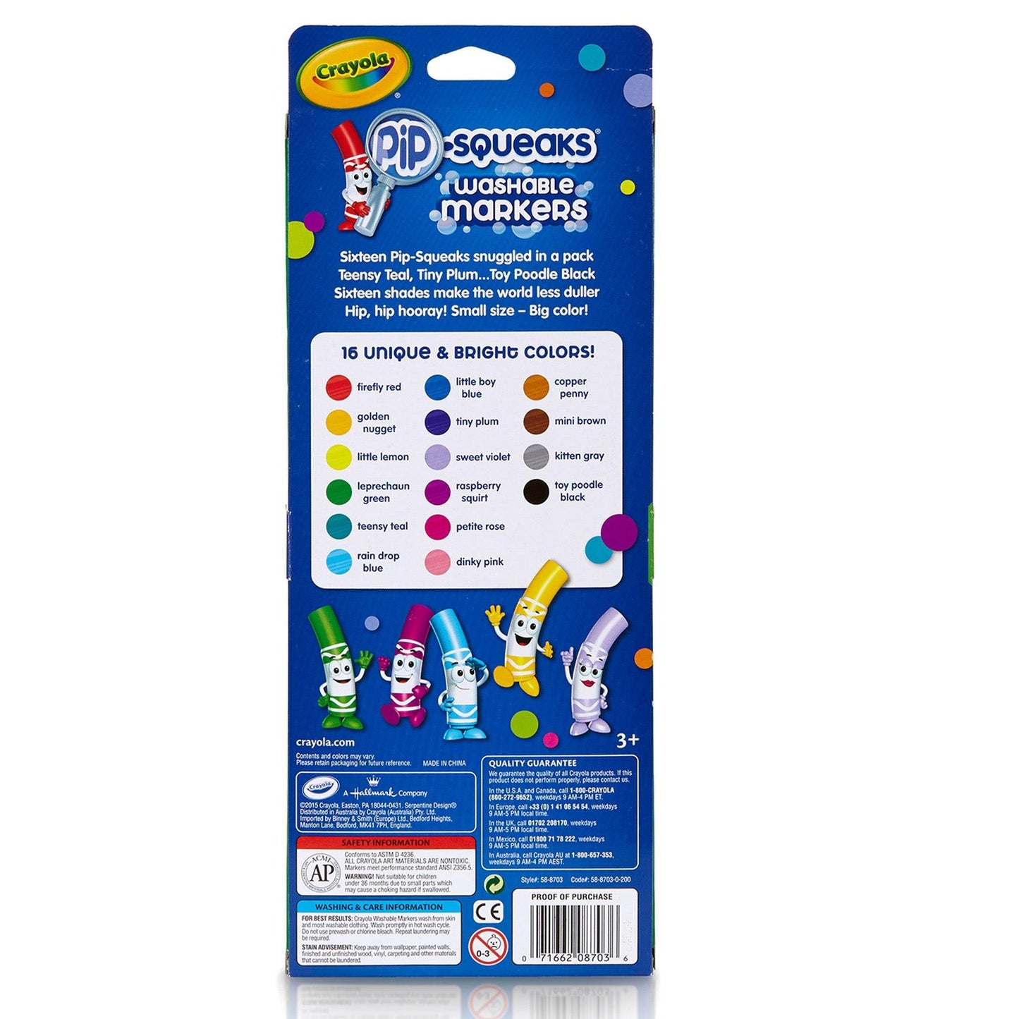 Pip Squeaks Washable Markers, Conical Tip, 16 Per Box, 3 Boxes - Loomini