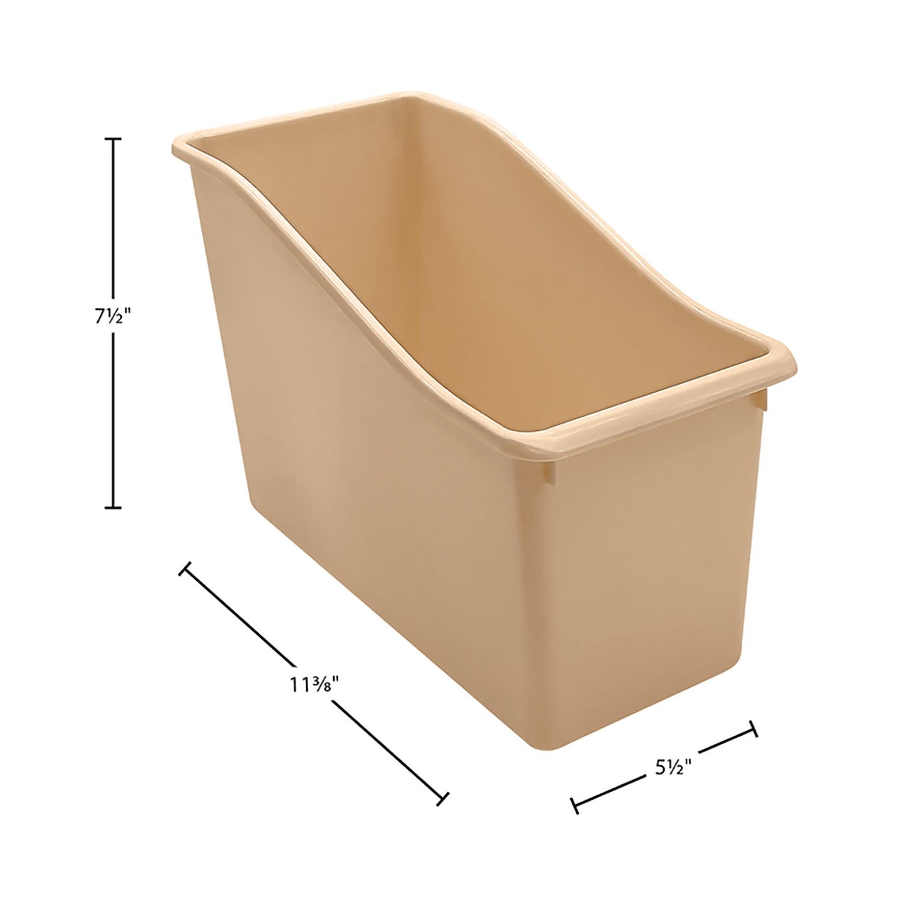 Plastic Book Bin, Light Brown, Pack of 6 - Loomini