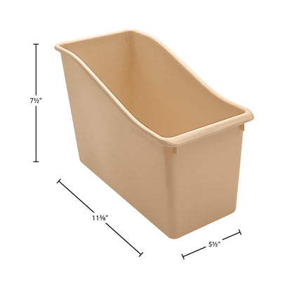 Plastic Book Bin, Light Brown, Pack of 6 - Loomini