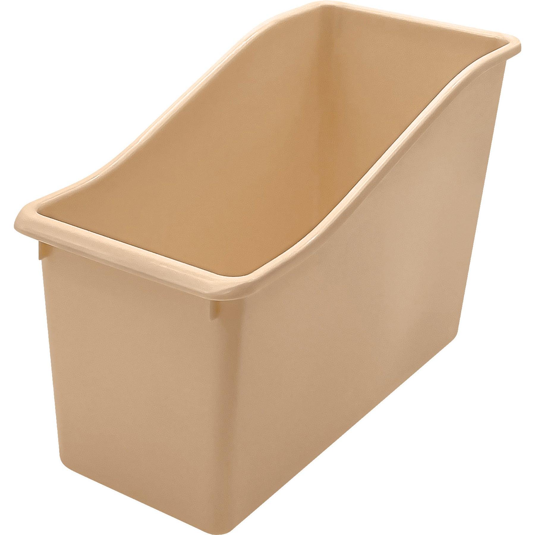 Plastic Book Bin, Light Brown, Pack of 6 - Loomini