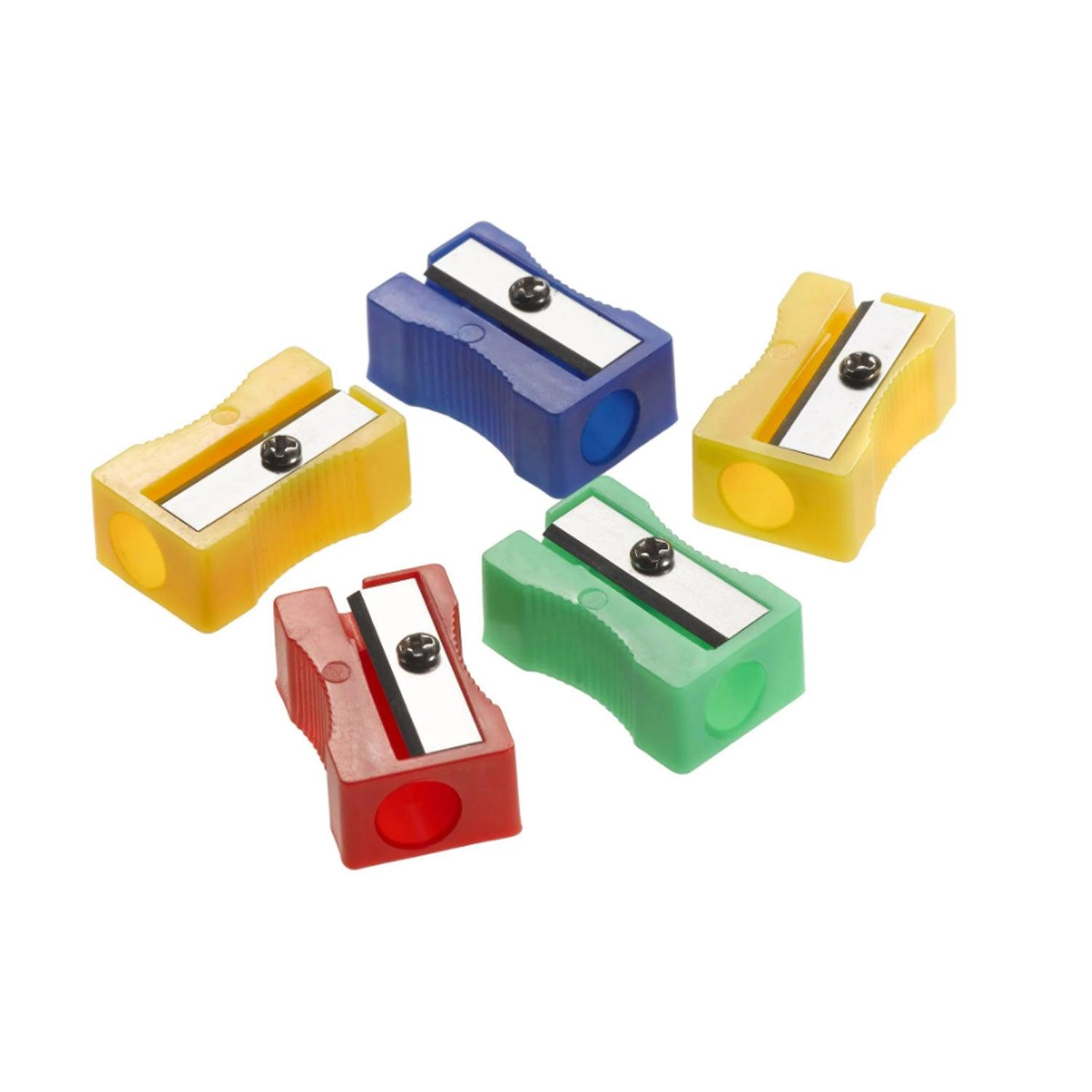 Plastic Pencil Sharpener, One Hole, Assorted Colors, Pack of 144 - Loomini