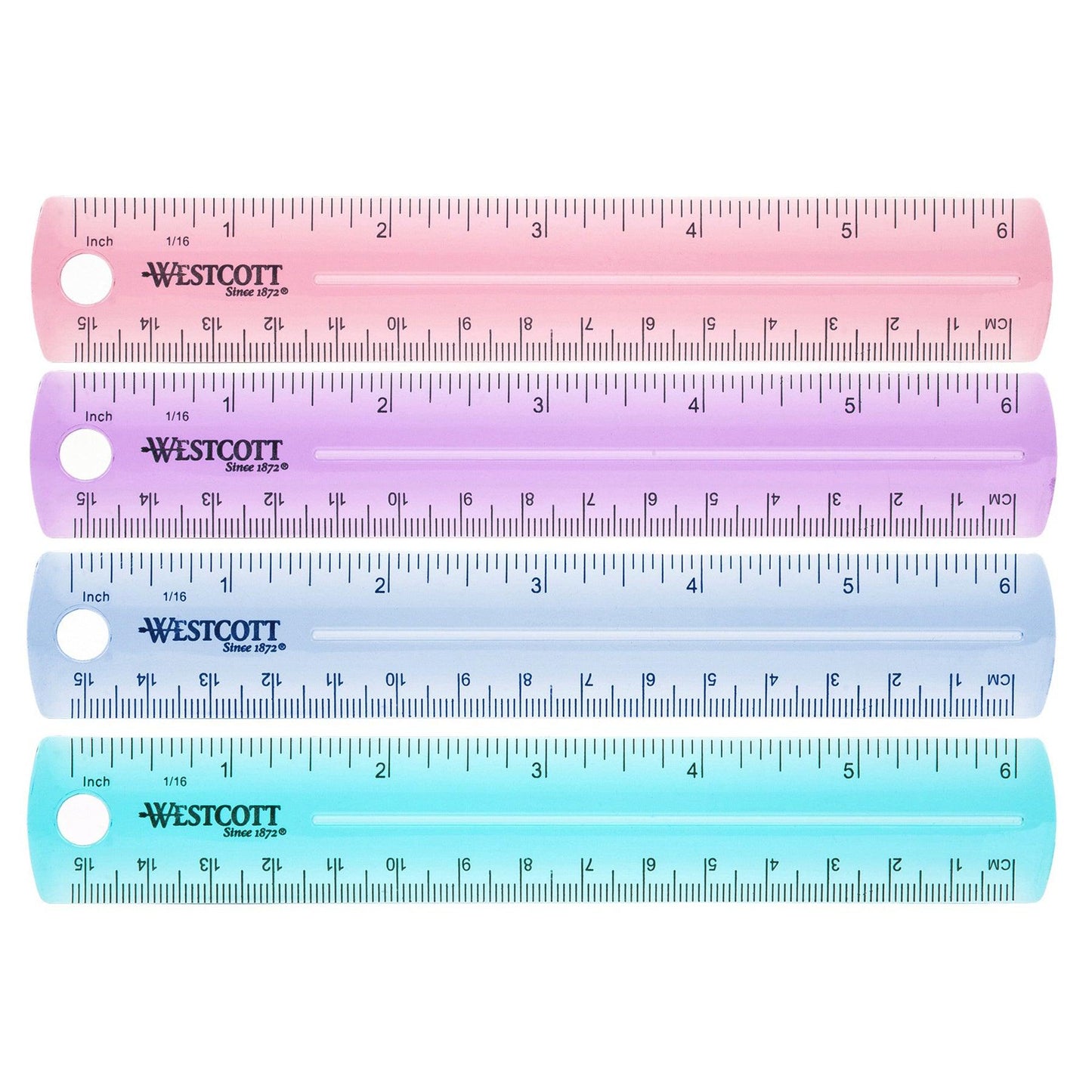 Plastic Ruler, 6 in, Assorted Colors, Pack of 36 - Loomini