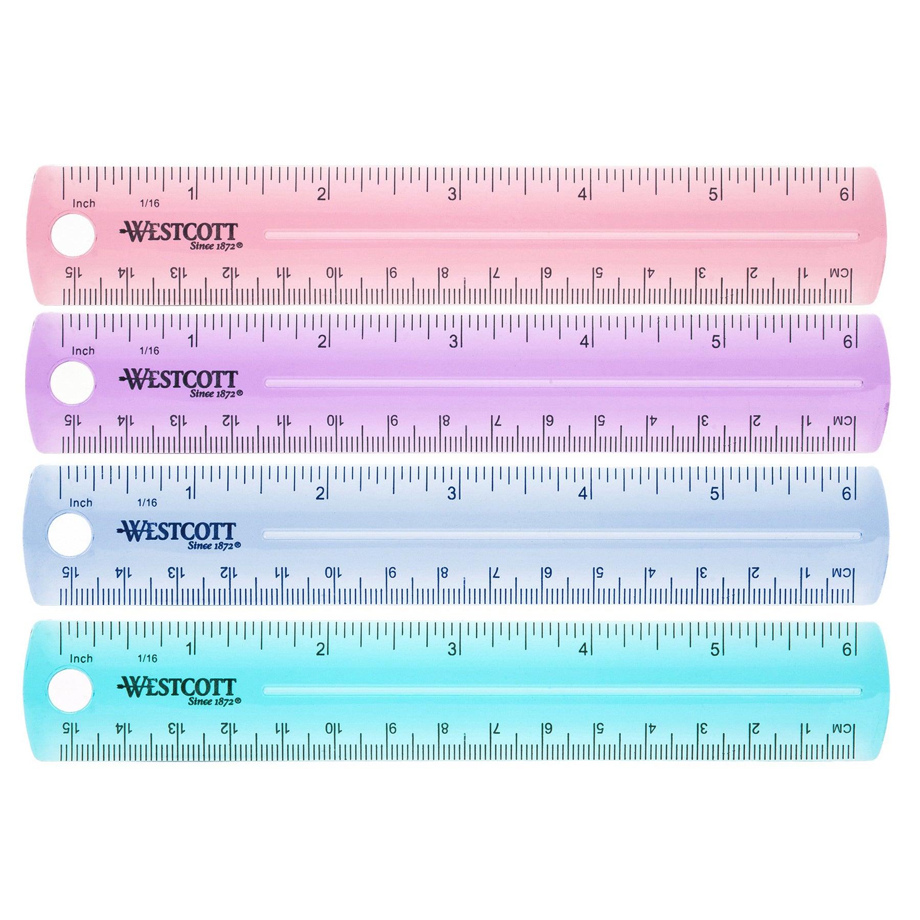 Plastic Ruler, 6 in, Assorted Colors, Pack of 36 - Loomini