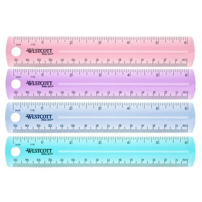 Plastic Ruler, 6 in, Assorted Colors, Pack of 36 - Loomini