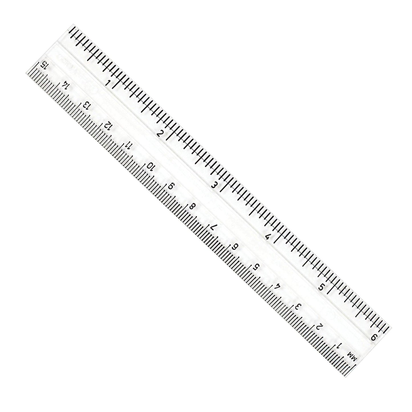 Plastic Ruler, 6", Inches/Metric, Clear, Pack of 48 - Loomini