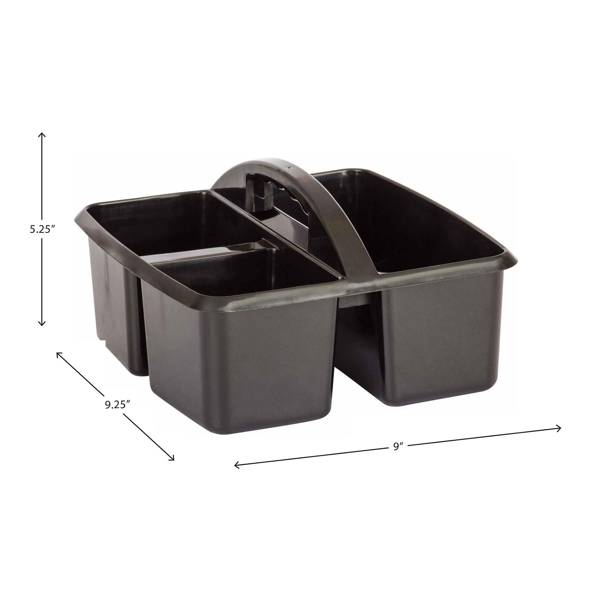 Plastic Storage Caddy, Black, Pack of 6 - Loomini