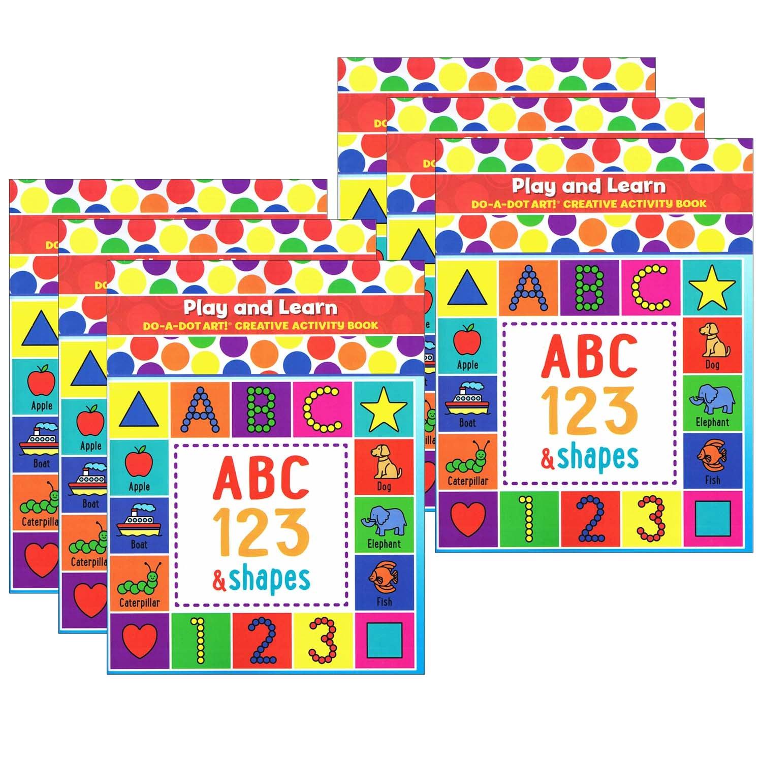 Play & Learn ABC Numbers & Shapes Creative Art & Activity Book, Pack of 6 - Loomini