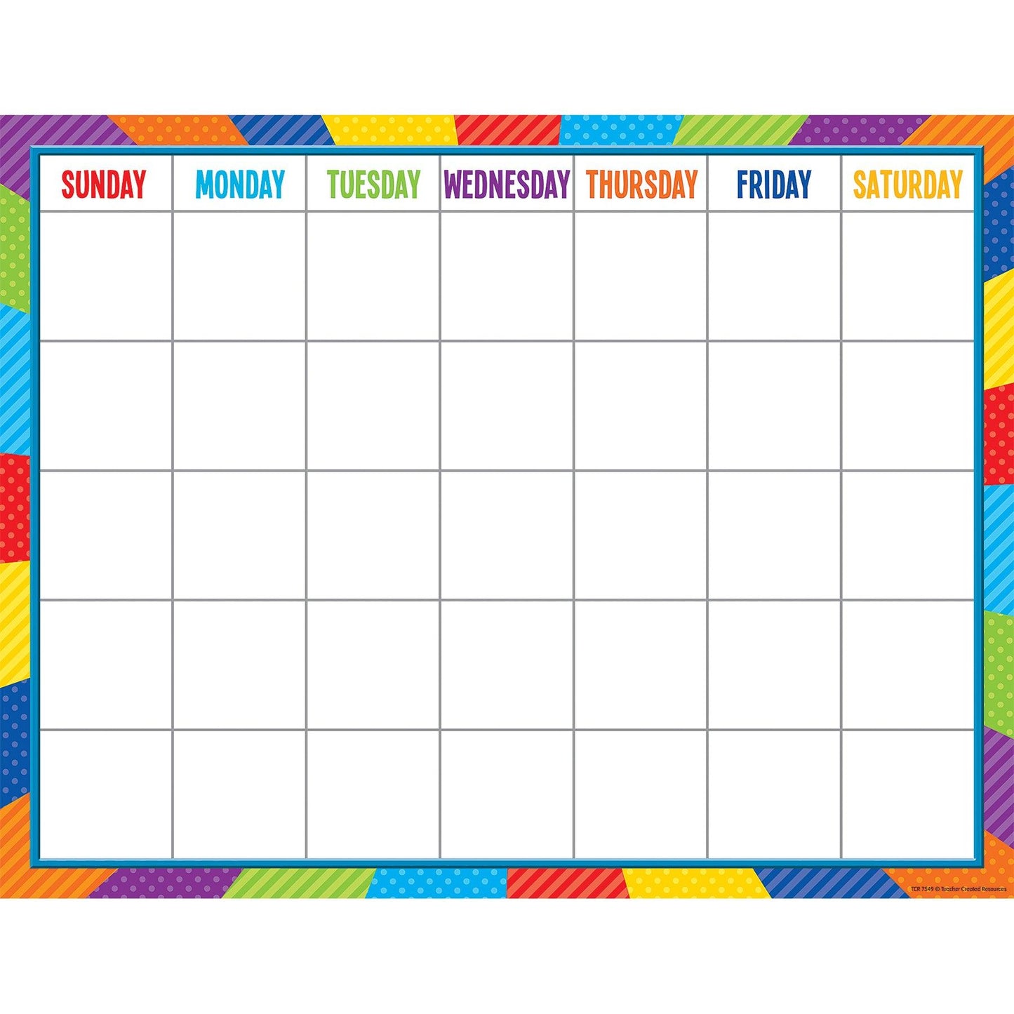 Playful Patterns Calendar Chart, 22" x 17", Pack of 6 - Loomini