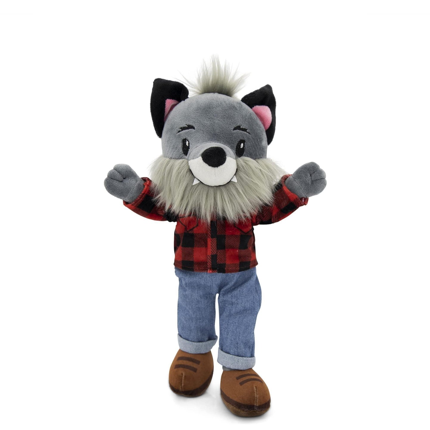 Playtime by Eimmie Plushible Rag Doll Soft Dolls for Baby Girls Boy Toddler & Infants Stuffed Animal Washable Fabric Sensory Toys 14 Inch Wolf - Loomini