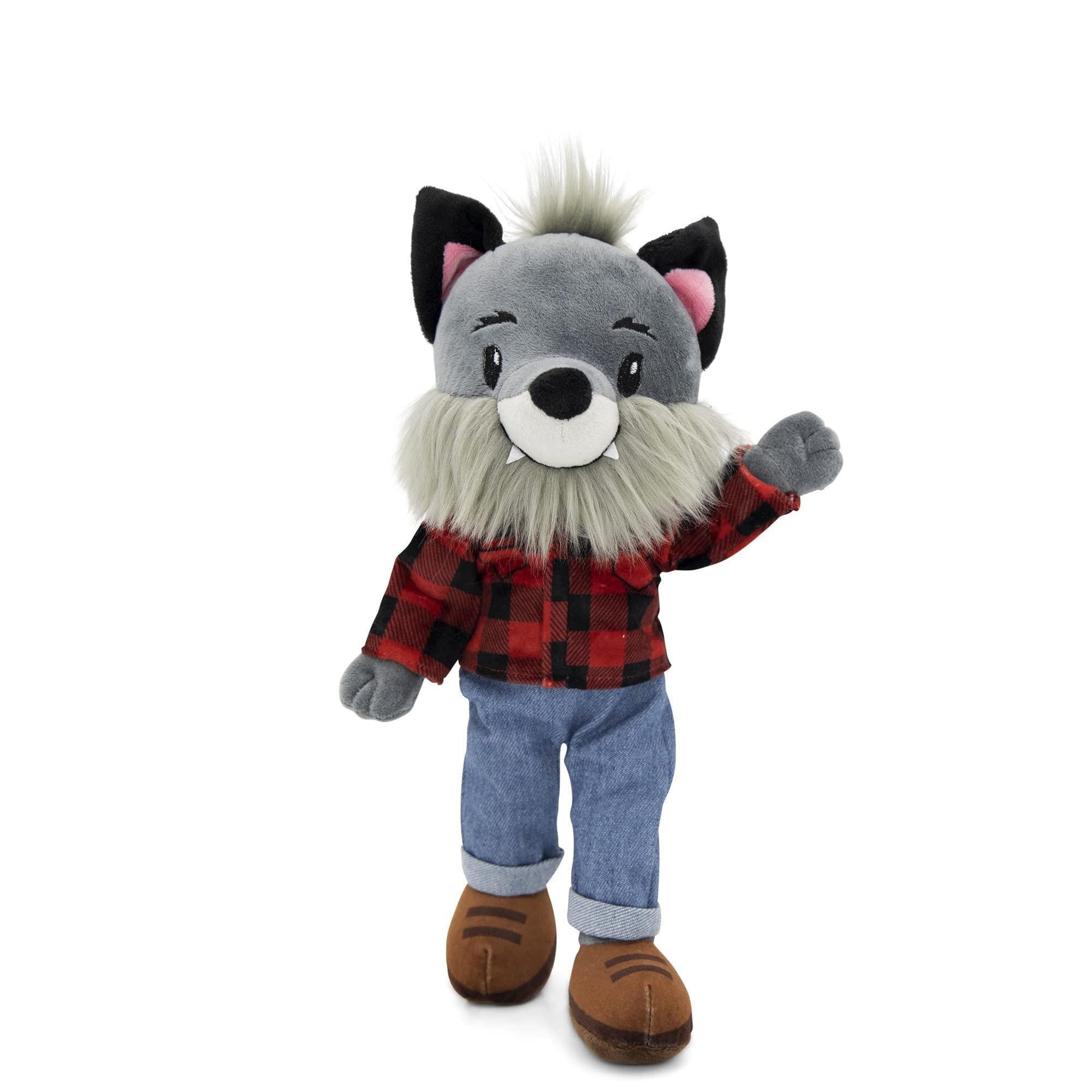 Playtime by Eimmie Plushible Rag Doll Soft Dolls for Baby Girls Boy Toddler & Infants Stuffed Animal Washable Fabric Sensory Toys 14 Inch Wolf - Loomini