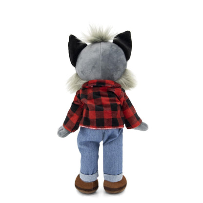 Playtime by Eimmie Plushible Rag Doll Soft Dolls for Baby Girls Boy Toddler & Infants Stuffed Animal Washable Fabric Sensory Toys 14 Inch Wolf - Loomini