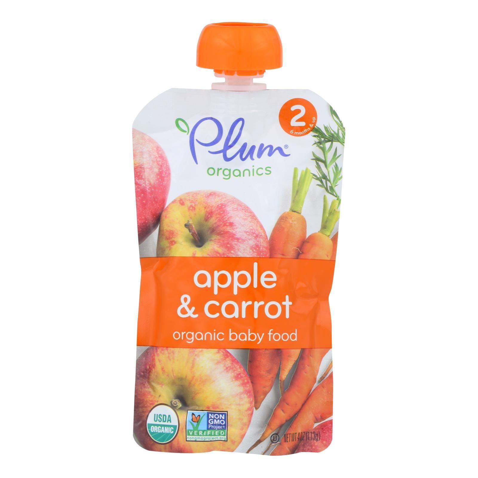 Plum Organics Baby Food - Organic -apple And Carrot - Stage 2 - 6 Months And Up - 3.5 .oz - Case Of 6 - Loomini