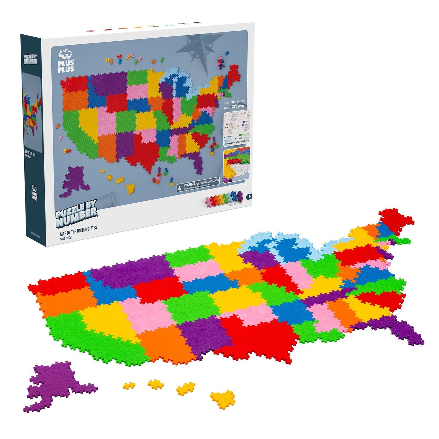 Plus-Plus® Puzzle By Number® - 1400 pc Map of the United States - Loomini