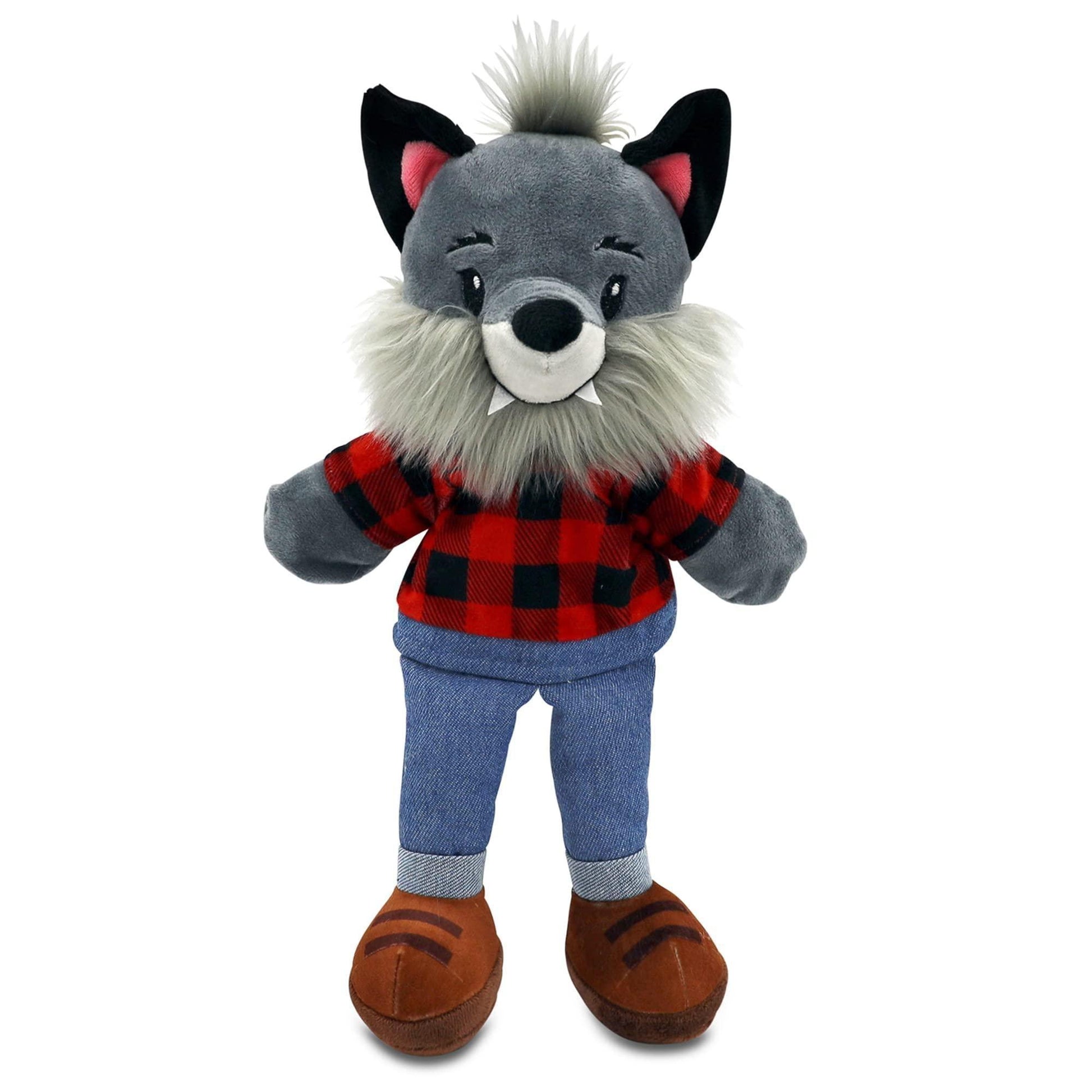 Plushible Animal Hand Puppets Puppet for Kids Toddlers Babies Fits Small & Large Size Hands Teaching Therapy Theater Show Time Full Body Puppet with Legs Girl & Boy Plush Toy Wolf - Loomini