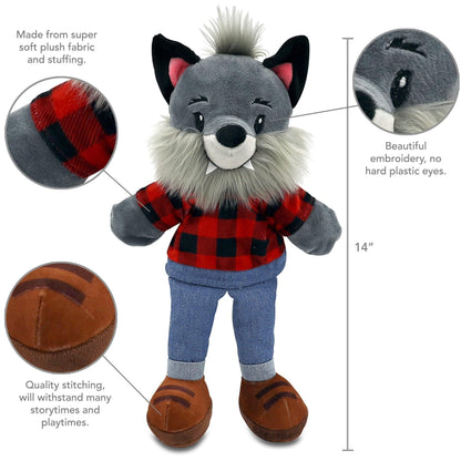 Plushible Animal Hand Puppets Puppet for Kids Toddlers Babies Fits Small & Large Size Hands Teaching Therapy Theater Show Time Full Body Puppet with Legs Girl & Boy Plush Toy Wolf - Loomini