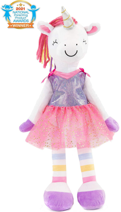 Plushible Soft Baby Doll 18 Inch Rag Dolls for Girls Infants & Babies My First Plush for 1 Year Old 2 Clothing Sets Girl Toys Unicorn - Loomini