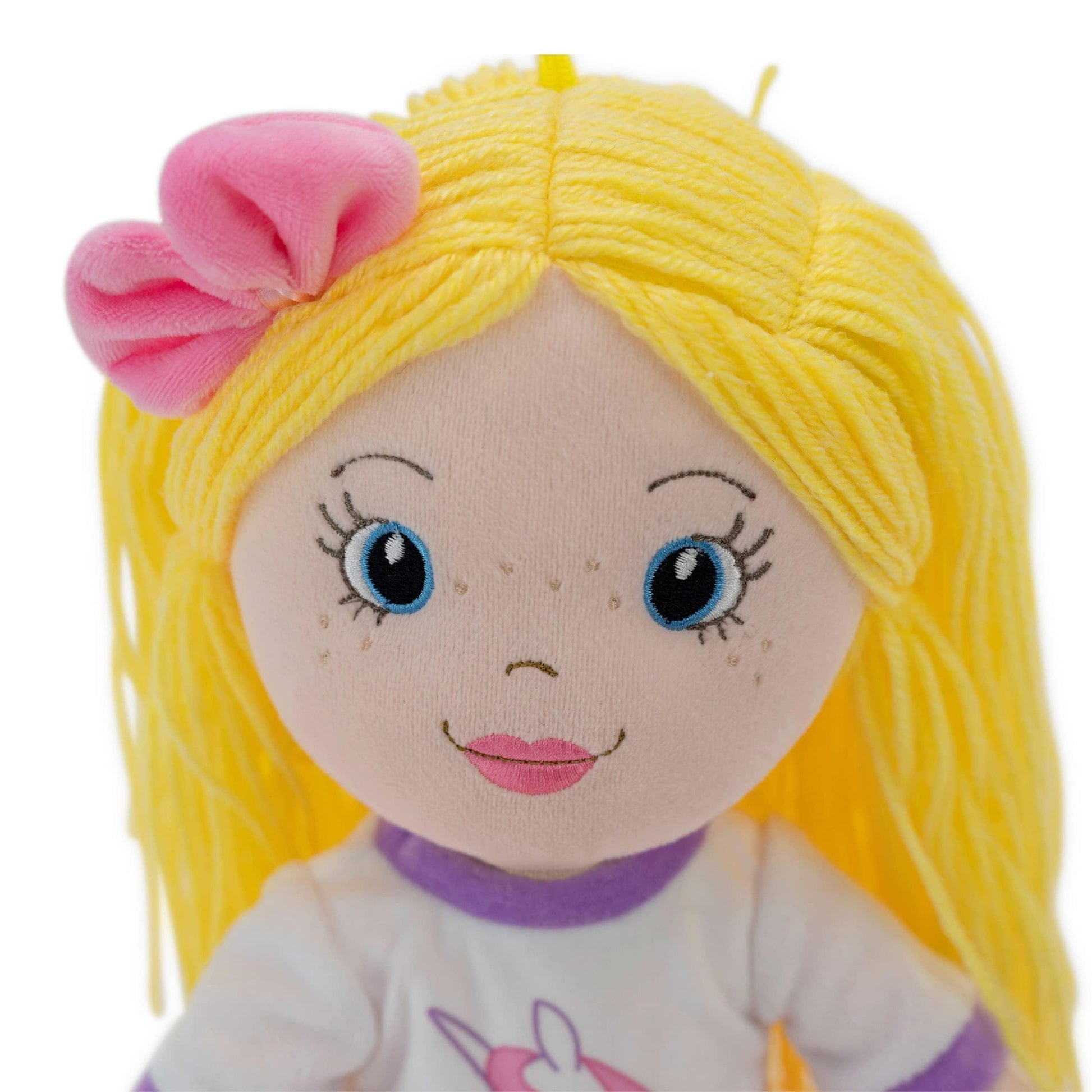 Plushible Soft Baby Doll 18 Inch Rag Dolls for Girls Infants Babies My First Plush for 1 Year Old Blonde Yarn Hair Girl Toys Eimmie - Loomini