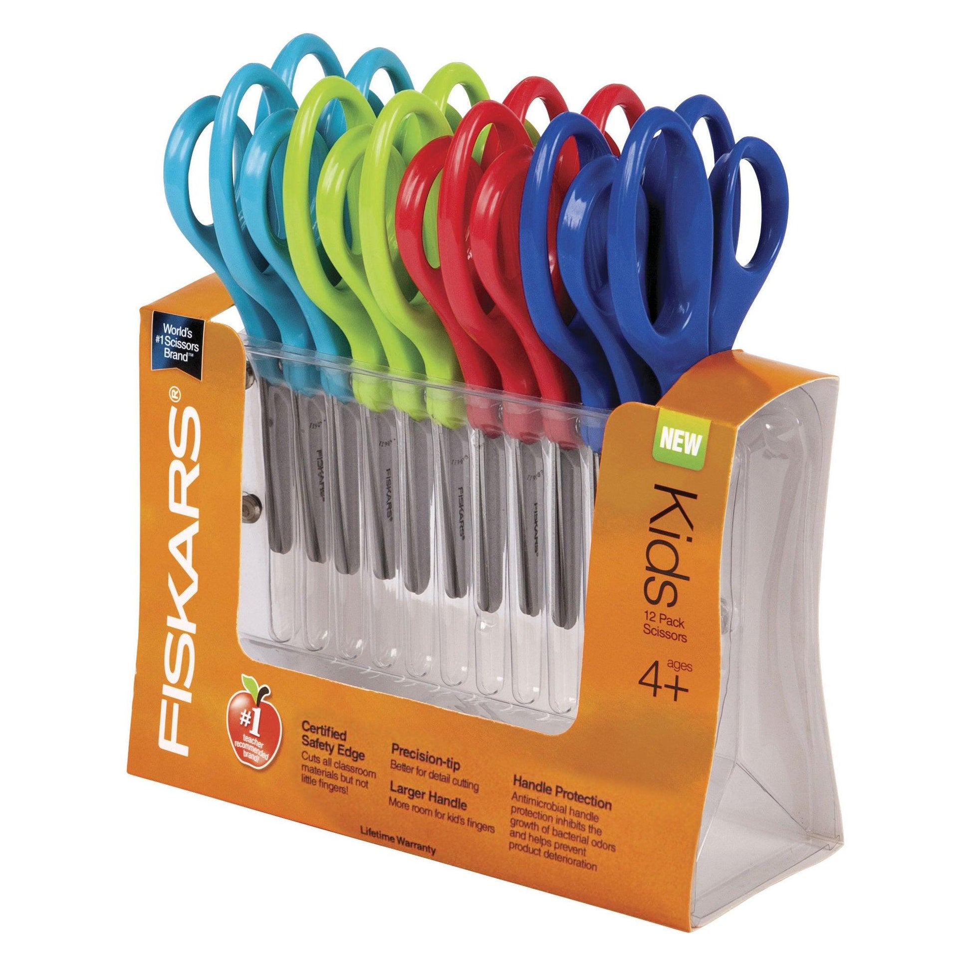Pointed-tip Kids Scissors Classpack, 5", Assorted Colors, Pack of 12 - Loomini