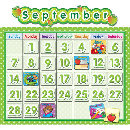 Polka Dot School Calendar Bulletin Board Set, 2 Sets - Loomini