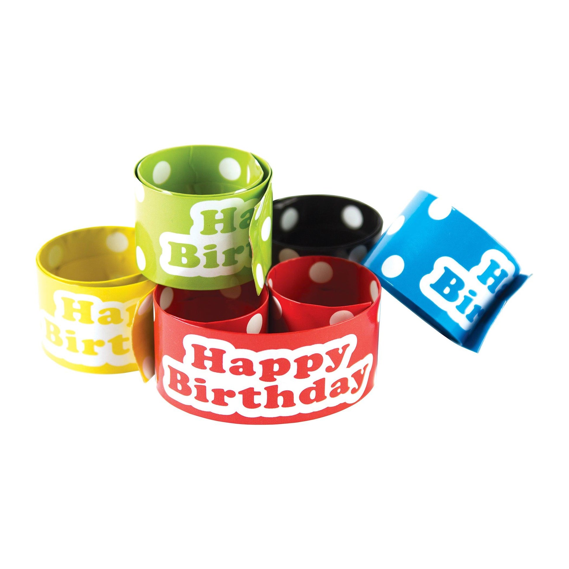 Polka Dots Happy Birthday Slap Bracelets, 10 Per Pack, 6 Packs - Loomini