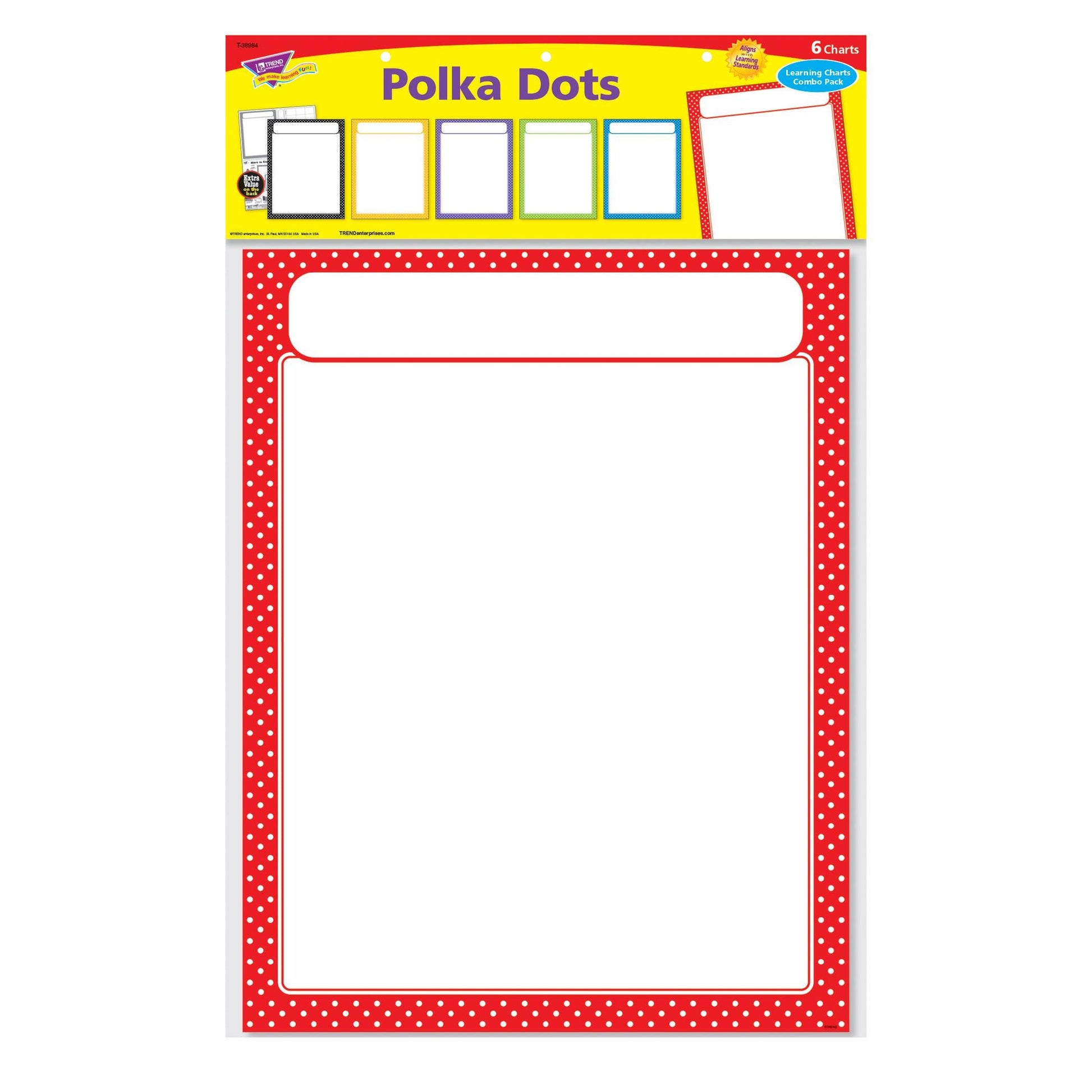 Polka Dots Learning Charts Combo Pack, Set of 6 - Loomini