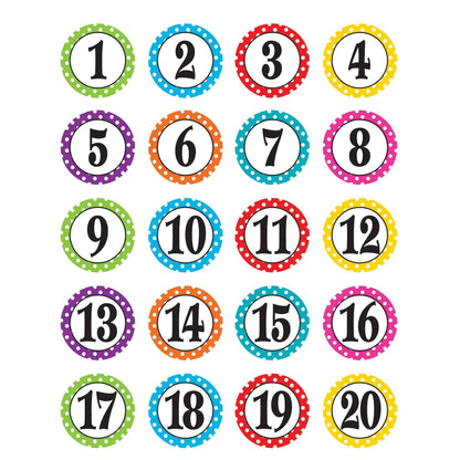 Polka Dots Numbers Stickers, 120 Per Pack, 6 Packs - Loomini