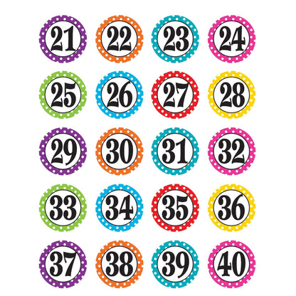 Polka Dots Numbers Stickers, 120 Per Pack, 6 Packs - Loomini