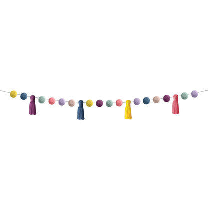 Pom-Poms and Tassels Garland, Pack of 3 - Loomini