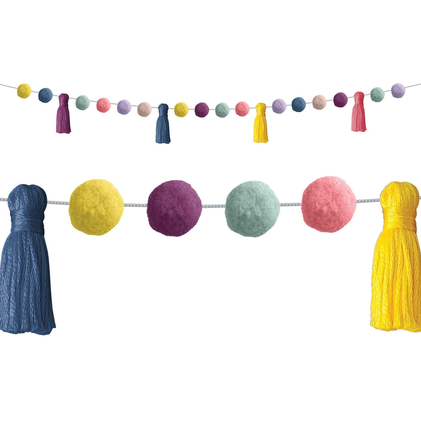 Pom-Poms and Tassels Garland, Pack of 3 - Loomini