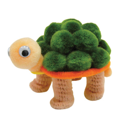 Pom Pon Animal Kit, Turtle Family, Assorted Sizes, 3 Turtles Per Kit, 6 Kits - Loomini