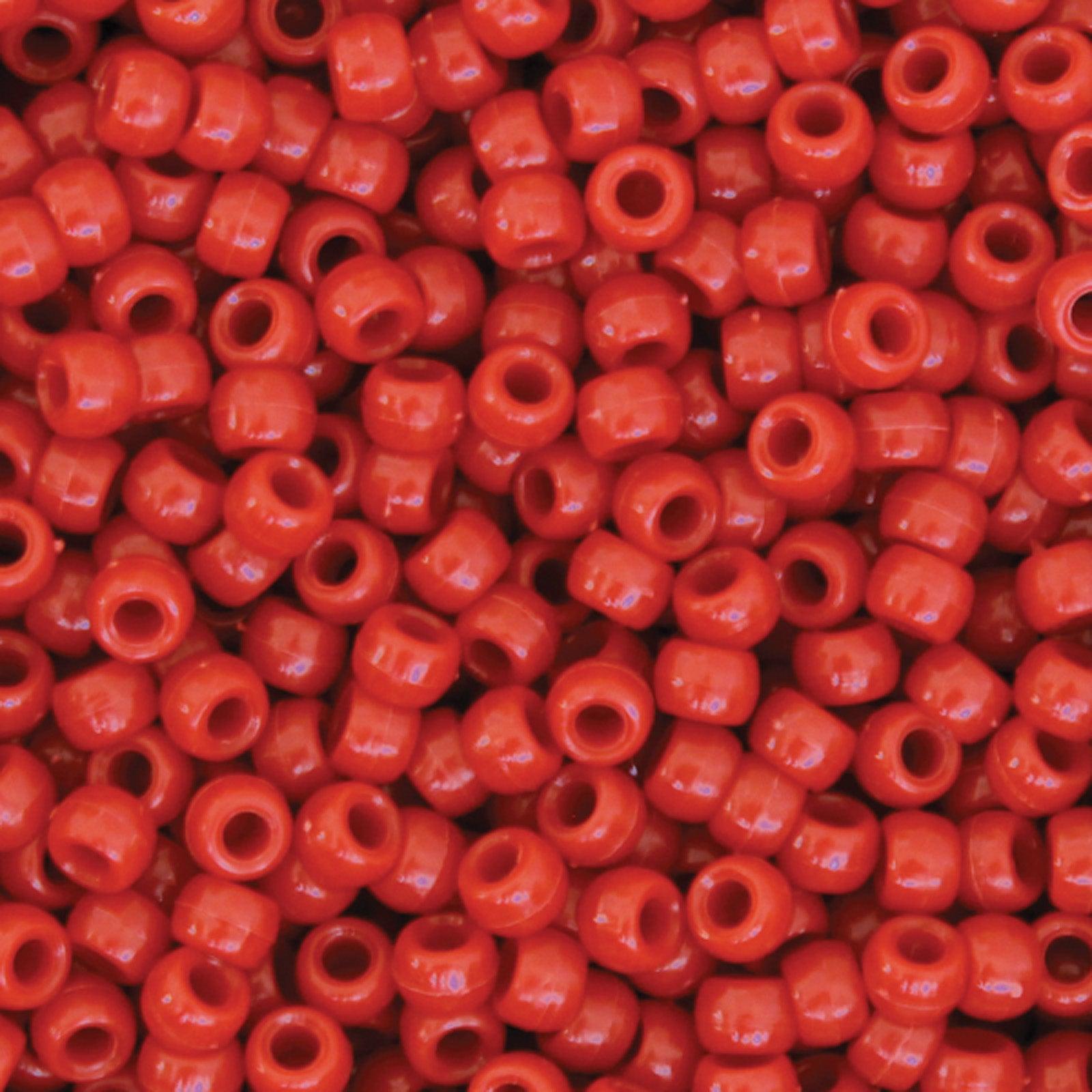 Pony Beads, Red, 6 mm x 9 mm, 1000 Per Pack, 3 Packs - Loomini