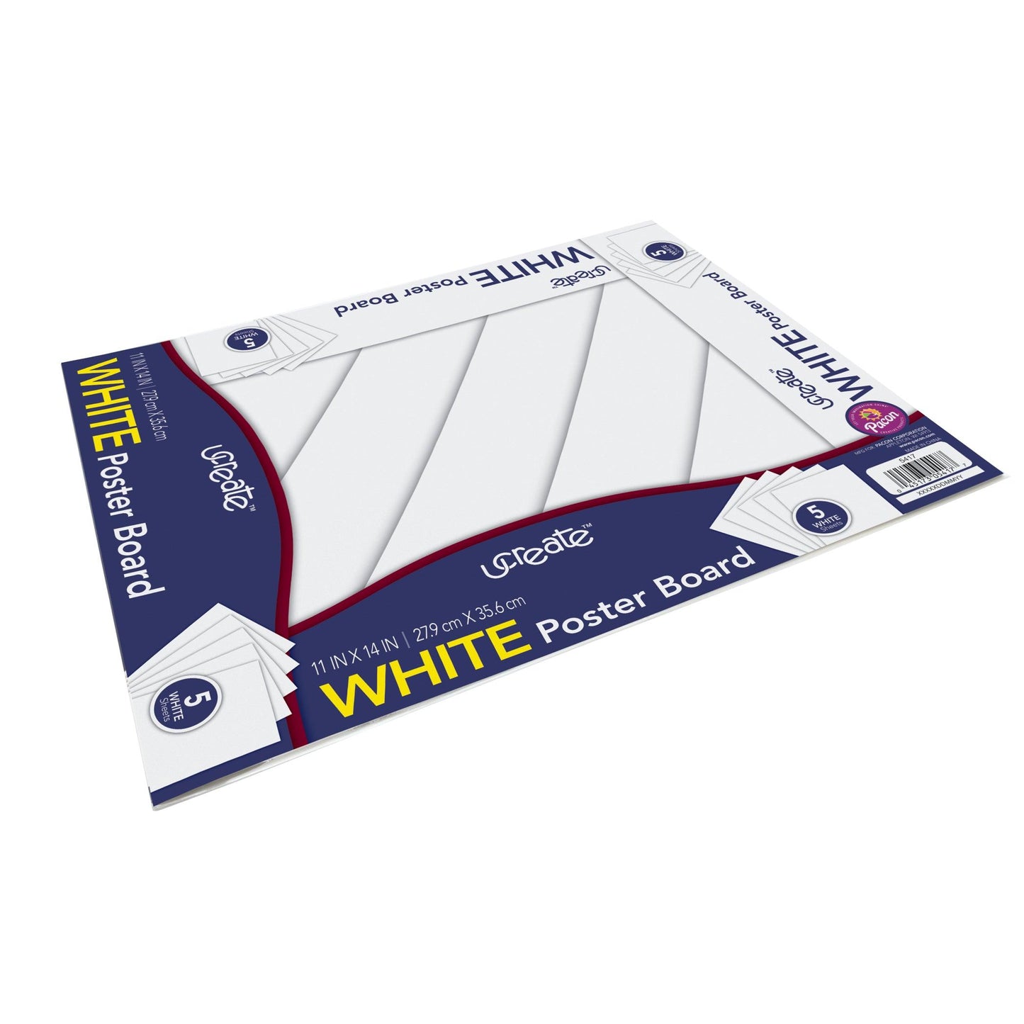 Poster Board, White, 11" x 14", 5 Sheets Per Pack, 12 Packs - Loomini