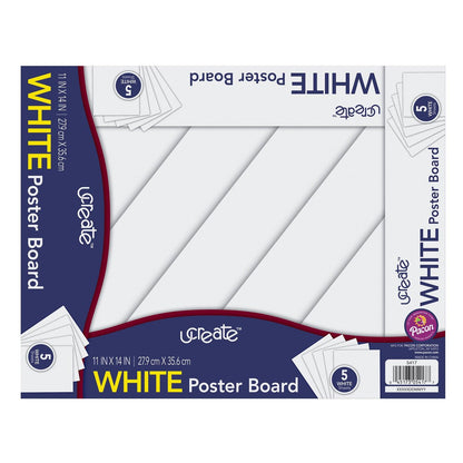 Poster Board, White, 11" x 14", 5 Sheets Per Pack, 12 Packs - Loomini
