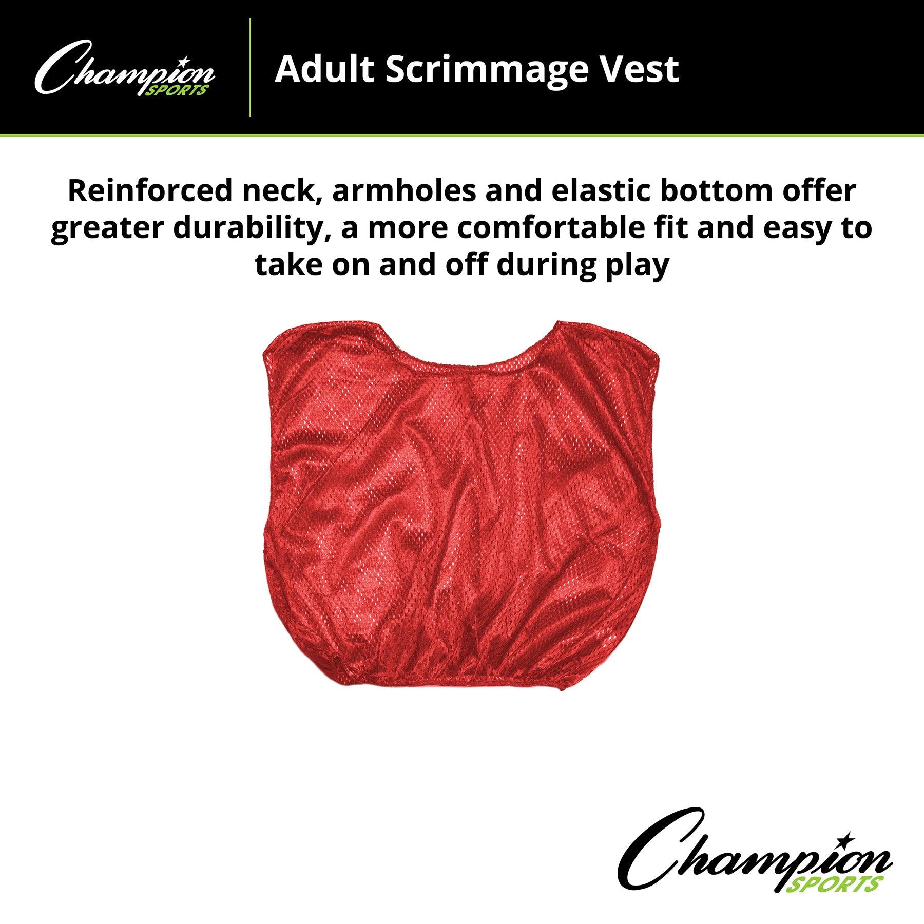 Practice Scrimmage Vest, Adult, Red, Pack of 12 - Loomini