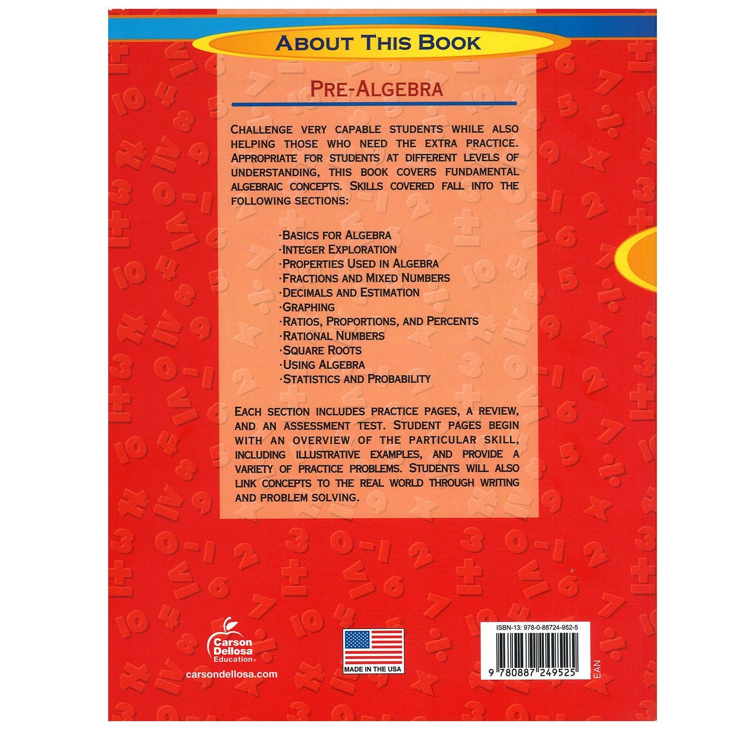 Pre-Algebra Resource Book, Grades 6-8, Paperback - Loomini