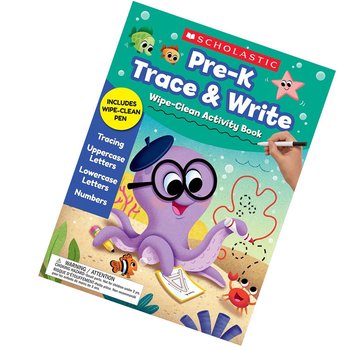 Pre-K Trace & Write Wipe-Clean Activity Book with Pen, Pack of 2 - Loomini