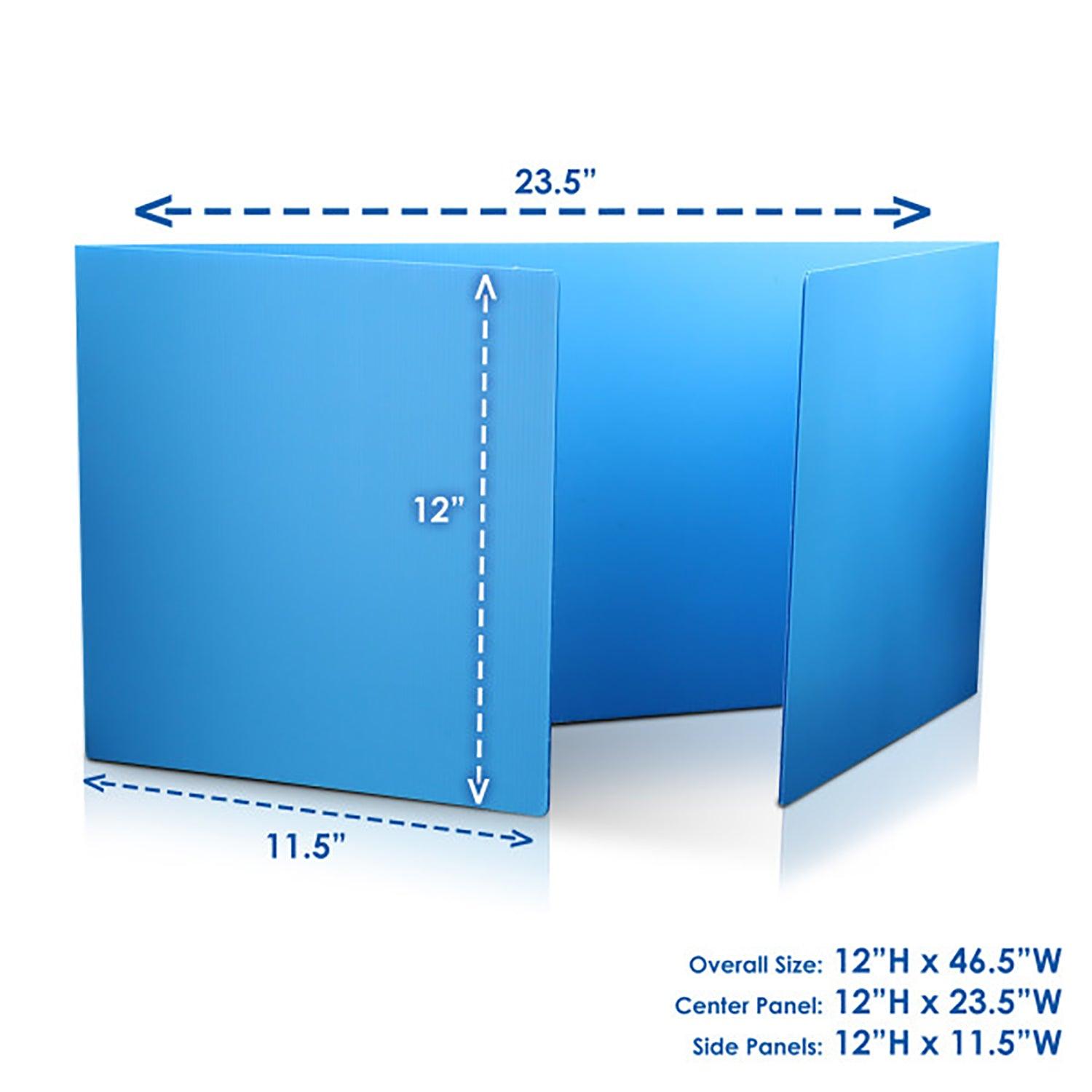 Premium Plastic Study Carrels, Blue, 12" x 46.5", Pack of 24 - Loomini