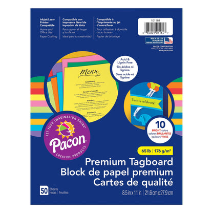 Premium Tagboard Assortment, 50 Sheets Per Pack, 3 Packs - Loomini