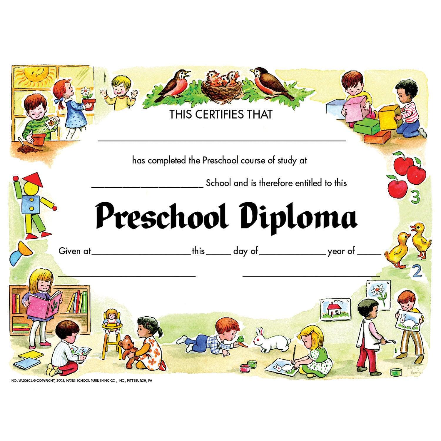 Preschool Diploma, 30 Per Pack, 6 Packs - Loomini