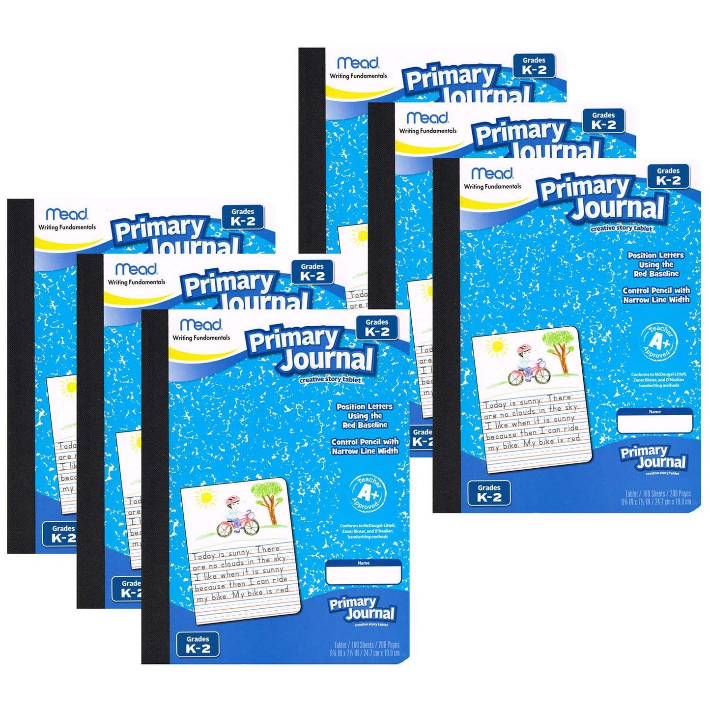 Primary Journal Half Page Ruled, 100 Sheets Per Book, Pack of 6 - Loomini