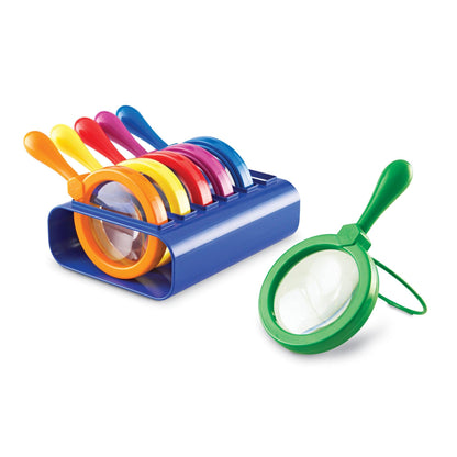 Primary Science Jumbo Magnifiers, Set of 6 with Stand - Loomini