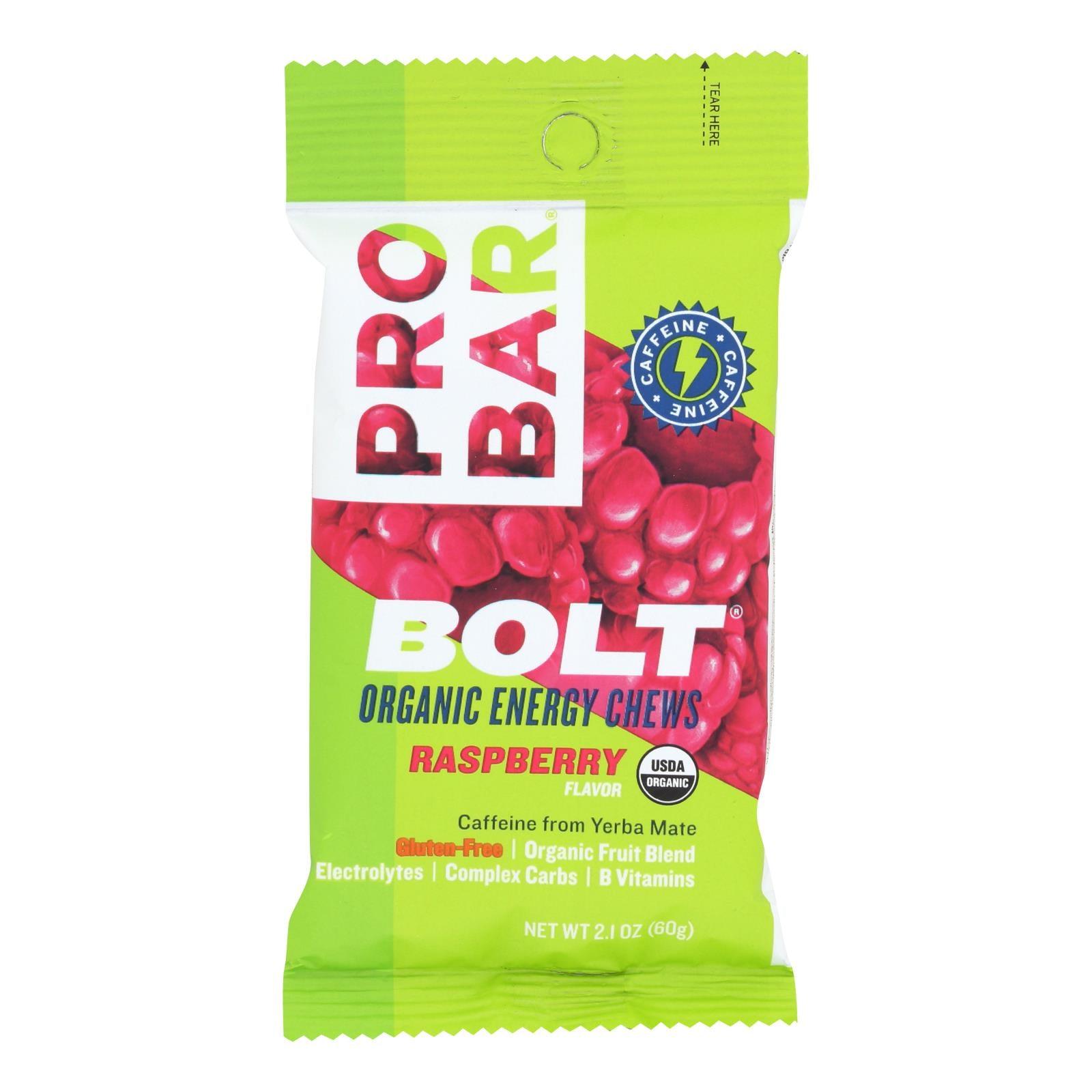 Probar Bolt Energy Chews - Organic Raspberry - 2.1 Oz - Case Of 12 - Loomini