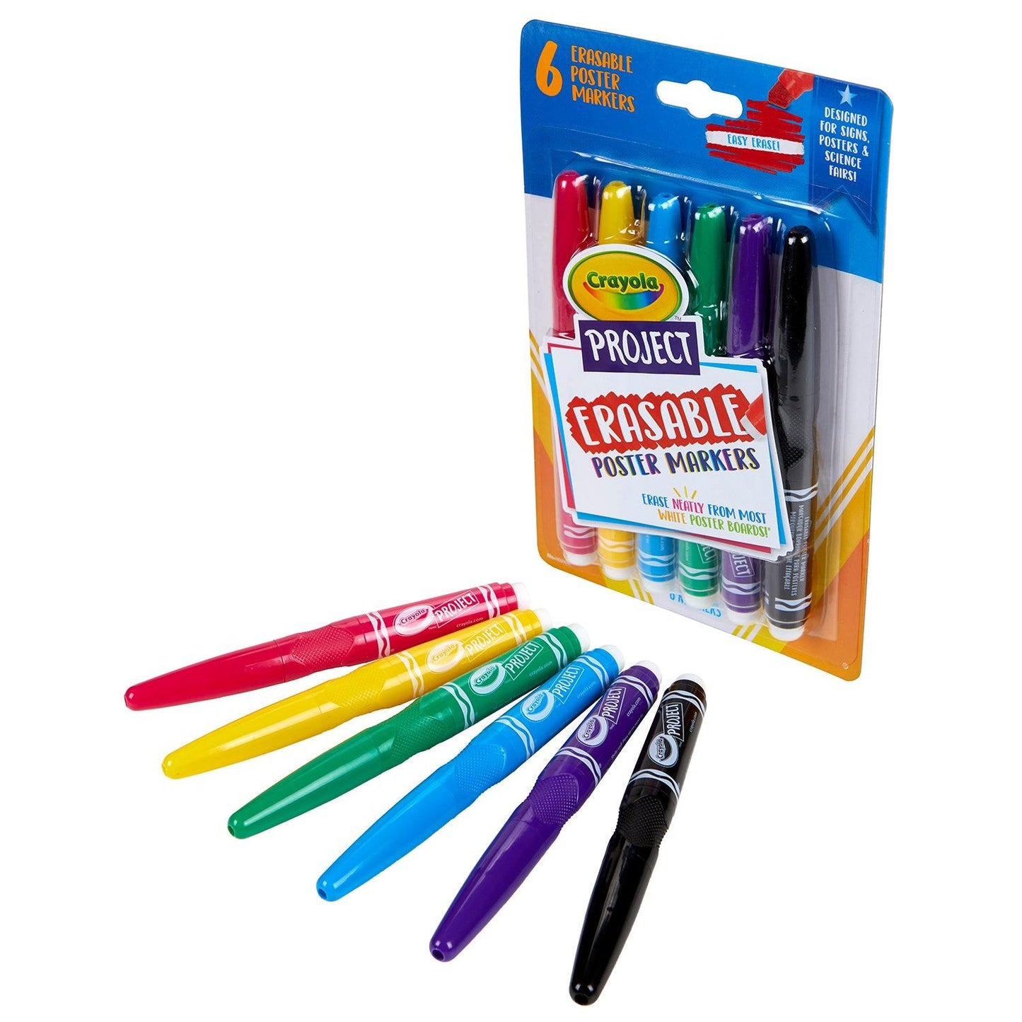 Project Erasable Poster Markers, Pack of 6 - Loomini