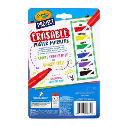 Project Erasable Poster Markers, Pack of 6 - Loomini