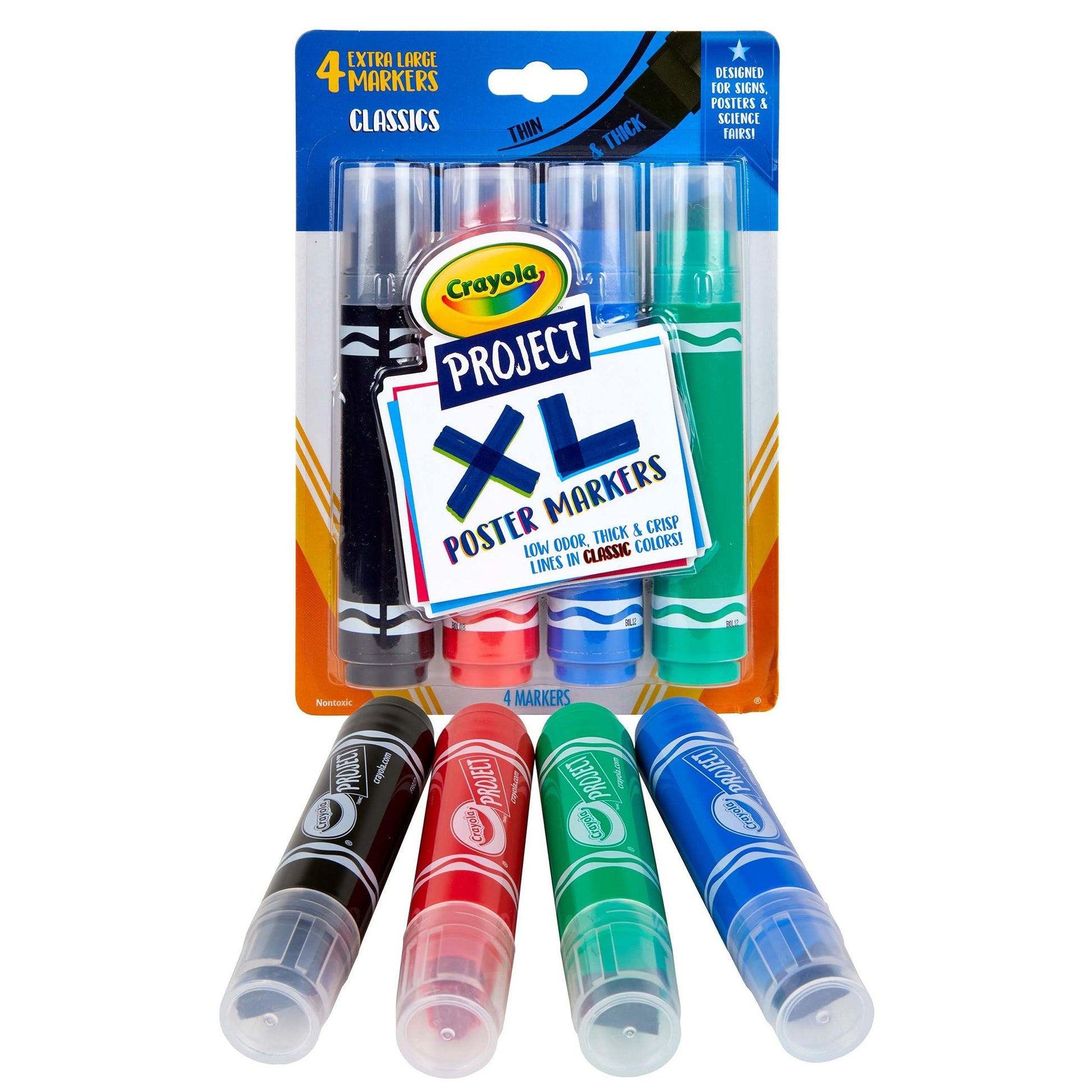 Project XL Poster Markers, Classic, 4 Per Pack, 3 Packs - Loomini